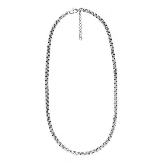 Fossil, Colier unisex de lant, Argintiu