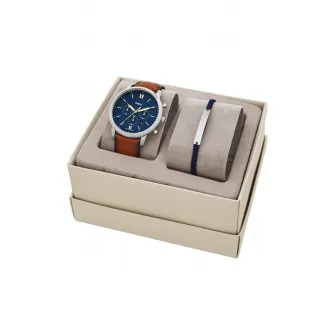 Fossil, Set de ceas cronograf si bratara, Maro