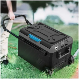 Frigider auto cu compresor Foton, 40L, dual zone, -20grade, bluetooth, roti pentru transport