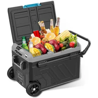 Frigider auto cu compresor Foton, 40L, dual zone, -20grade, bluetooth, roti pentru transport