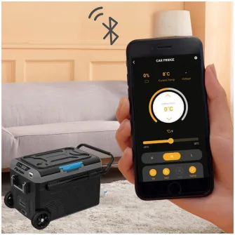 Frigider auto cu compresor Foton, 40L, dual zone, -20grade, bluetooth, roti pentru transport