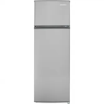 Frigider cu 2 usi Daewoo Static, congelatorul sus, volum net 235L (194l + 41l), clasa E, control mecanic, usi reversibile, raft pentru sticle, Inox
