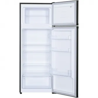 Frigider cu doua usi Heinner HF-H2206BKE++, 206 l, Clasa E, lumina LED, 3 rafturi de sticla, H 143 cm, Negru