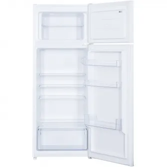 Frigider cu doua usi Heinner HF-H2206E++, 206 l, Clasa E, lumina LED, 3 rafturi de sticla, H 143 cm, Alb