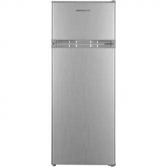 Frigider cu doua usi Heinner HF-H2206SE++, 206 l, Clasa E, lumina LED, 3 rafturi de sticla, H 143 cm, Argintiu