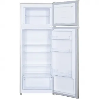 Frigider cu doua usi Heinner HF-H2206SE++, 206 l, Clasa E, lumina LED, 3 rafturi de sticla, H 143 cm, Argintiu