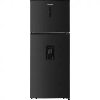 Frigider cu doua usi Heinner HF-HM413NFDXWDE++, 413 l, Full No Frost, Clasa E, Compresor Dual Inverter, Dozator de apa, Display, Blocare acces copii, H 178 cm, Inox