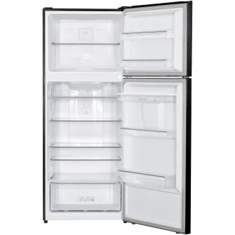 Frigider cu doua usi Heinner HF-HM413NFDXWDE++, 413 l, Full No Frost, Clasa E, Compresor Dual Inverter, Dozator de apa, Display, Blocare acces copii, H 178 cm, Inox