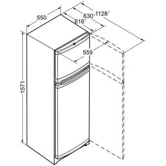 Frigider cu doua usi Liebherr CTPele251-26, 270 l, Clasa E, VarioSpace, SmartFrost, H 157.1 cm, Inox