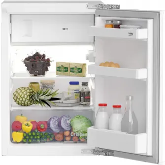 Frigider incorporabil Beko B1754N, 110 l, Clasa E, Rafturi ajustabile, Termostat reglabil, XXL Bottle holder, Cutie legume si fructe, Congelator, H 86,6 cm
