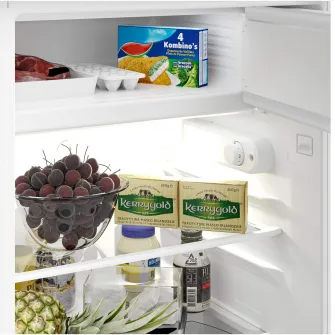 Frigider incorporabil Beko B1754N, 110 l, Clasa E, Rafturi ajustabile, Termostat reglabil, XXL Bottle holder, Cutie legume si fructe, Congelator, H 86,6 cm