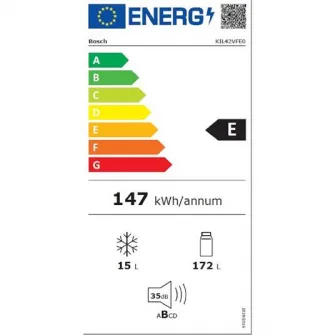 Frigider incorporabil BOSCH KIL42VFE0 cu compartiment de congelare integrat EcoAirflow Iluminare LED FreshSense Clasa energetica E 122.5x 56cm flat hinge Seria 4 Alb