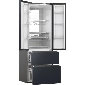 Frigider Side by side Haier HFW7720ENMB, 477 l, Total NoFrost, Motor Inverter, Conectivitate WiFi + Bluetooth, Display, Multiflow column, Super Cooling, Super Freezing, Clasa E, H 201 cm, Negru