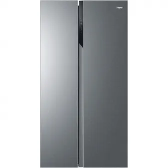 Frigider Side by side Haier HSR3918ENPG, 528l, Total No Frost, Multi air flow, Motor Inverter, Display LED, Super Cooling, Super Freezing, Clasa E, H 177 cm, Argintiu