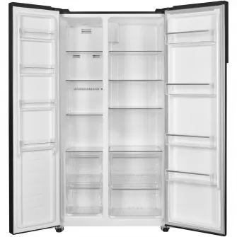 Frigider Side by side Heinner HSBS-H442NFBKE++, 436 l, No Frost, Display, Functie Smart, Congelare si racire rapida, Clasa E, H 176.5 cm, Negru
