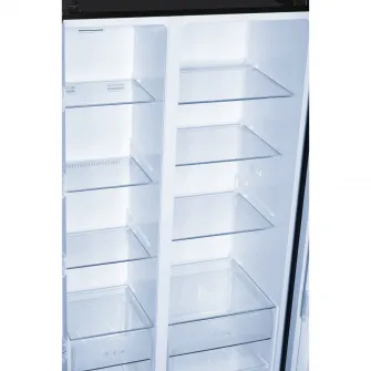 Frigider Side by side Heinner HSBS-H442NFBKE++, 436 l, No Frost, Display, Functie Smart, Congelare si racire rapida, Clasa E, H 176.5 cm, Negru