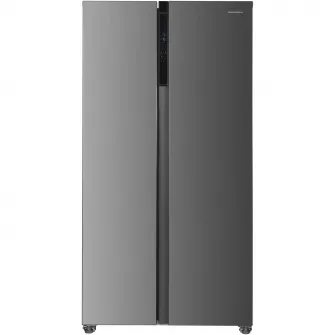 Frigider Side by side Heinner HSBS-H442NFXE++, 436 l, No Frost, Display, functie smart, Congelare si racire rapida, Clasa E, H 177 cm, Aspect inox