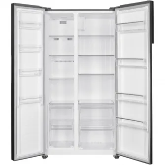 Frigider Side by side Heinner HSBS-H442NFXE++, 436 l, No Frost, Display, functie smart, Congelare si racire rapida, Clasa E, H 177 cm, Aspect inox