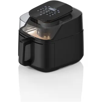 Friteuza aer cald Tesla AF550BG, 5 L, 1500W, panou digital, vizibilitate cos, 10 programe, negru