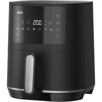 Friteuza cu aer cald, fara ulei, Braun Multifry 3 HF3030, 1500W, 4.3L, tehnologie RealAir, 8 programe automate, temperatura ajustabila, timer, ecran digital, Negru
