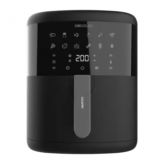 Friteuza cu aer cald, fara ulei Cecotec Bombastik 6000, 1700W, 6L, Control tactil, 12 programe presetate, Negru