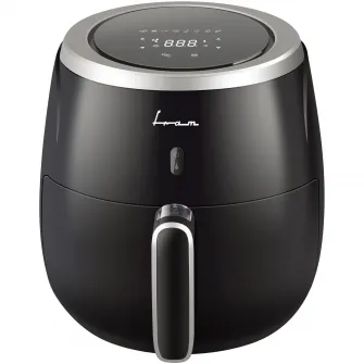 Friteuza cu aer cald FRAM Airfryer FAF-MD2000BK, gatire fara ulei, 2000W, capacitate cos 5L, afisaj digital, control Touch, vas detasabil anti-adeziv, termostat reglabil: 80-200˚C, negru