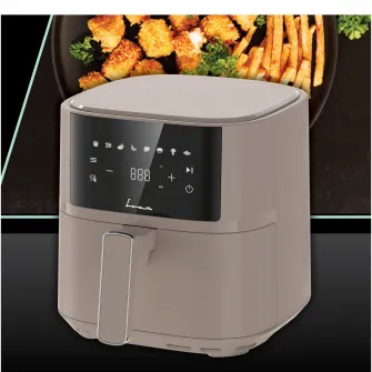 Friteuza cu aer cald Fram FAF-B6CR17SQ, 1700W-2200W, capacitate 5.7L, 8 programe presetate, panou de comanda electronic, timp maxim de preparare: 60 min, Crem