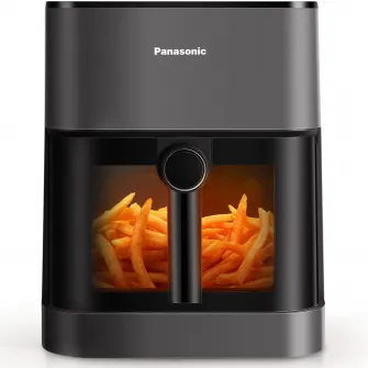 Friteuza cu aer cald Panasonic NF-CC500SXE, functie abur, fereastra vizualizare, debit aer 360°, capacitate 5L, temperatura 80° - 200°, 11programe presetate, 1450W, negru