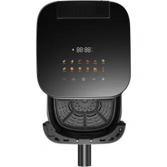 Friteuza cu aer cald Panasonic NF-CC500SXE, functie abur, fereastra vizualizare, debit aer 360°, capacitate 5L, temperatura 80° - 200°, 11programe presetate, 1450W, negru