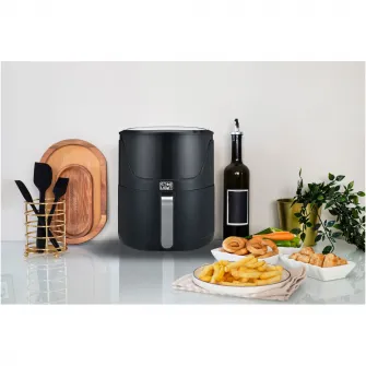 Friteuza cu aer cald Star-Light DAFV-1400B4B, 1400 W, 4.5 l, 10 Programe presetate, temperatura ajustabila, vas detasabil, gratar antiaderent detasabil, Negru