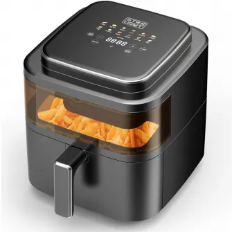 Friteuza cu aer cald Star-Light DAFV-1400X6, 1400 W, 6 l, 12 Programe presetate inclusiv deshidratare, temperatura ajustabila, vas detasabil, gratar antiaderent detasabil, Negru