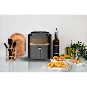 Friteuza cu aer cald Star-Light DAFV-1400X6, 1400 W, 6 l, 12 Programe presetate inclusiv deshidratare, temperatura ajustabila, vas detasabil, gratar antiaderent detasabil, Negru