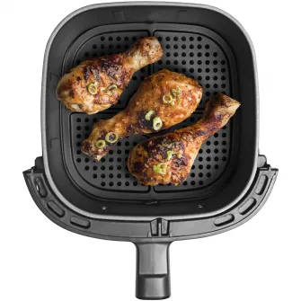Friteuza cu aer cald Tefal Easy Fry Compact EY145810, 1300W, 10 programe, capacitate 3L, ecran tactil, vas detasabil antiaderent, oprire automata, negru