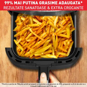 Friteuza cu aer cald Tefal Easy FryGrill 2in1 EY505D15, 1400W, 4.2L, temperatura ajustabila, 8 programe, functie grill cu gratar incorporat, functie pentru deshidratare, tehnologie Extra Crisp, vas detasabil, Negru/argintiu