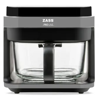 Friteuza cu aer cald ZASS ZAF 09, Capacitate de 5, 5l, Cos de sticla securizata detasabil, Control digital, Gri Antracit