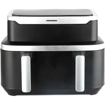 Friteuza dubla cu aer cald Heinner match&sinc HAF-DDB9BK26 , 2600w, capacitate totala 9l, control digital individual, termostat reglabil 60-220 grade, Negru