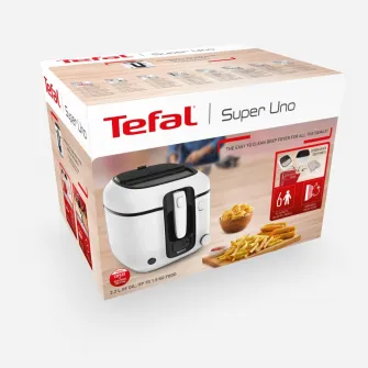 Friteuza Tefal Super Uno FR314030, 1800W, capacitate preparare 2.2L, filtru miros, termostat ajustabil 190°C, alb