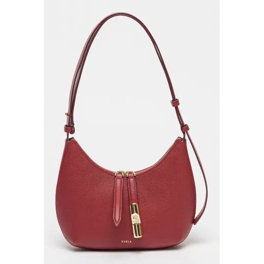 Furla, Geanta din piele cu bareta de umar Goccia, Albastru Violet