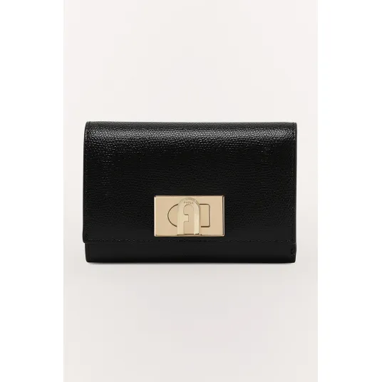 Furla, Portofel compact din piele 1927, Negru