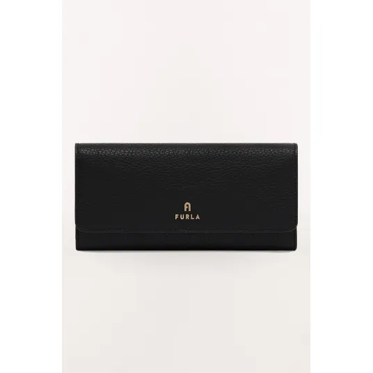 Furla, Portofel de piele cu buzunar separator cu fermoar Camelia, Negru