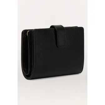 Furla, Portofel din piele cu aplicatie logo metalica Camelia, Negru