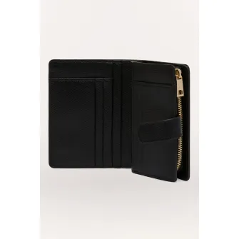Furla, Portofel din piele cu aplicatie logo metalica Camelia, Negru