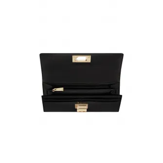 Furla, Portofel pliabil cu logo metalic 1927 XL, Negru