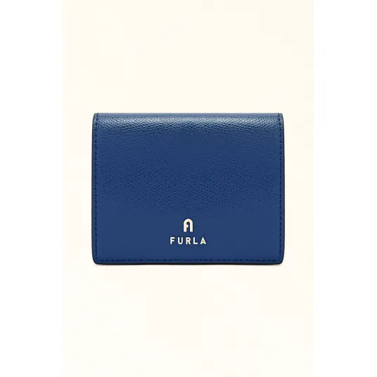 Furla, Portofel pliabil din piele Camelia, Albastru inchis