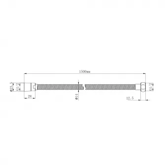 Furtun de dus Aquasanit , inox, 150 cm, 1/2, negru mat