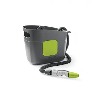 Furtun de gradina autoextensibil pana la15 m GF Garden Aquapop Pro 15M, include duza stropit + racorduri 3/4 + recipient depozitare,gri