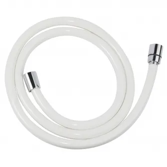 Furtun flexibil dus Ferro, conic, PVC 150 cm, alb/crom