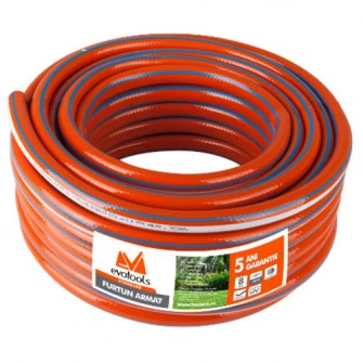 Furtun gradina profesional armat Evotools 635218, 1/2& diametru, 50 m, protectie UV, 10 bar presiune maxima