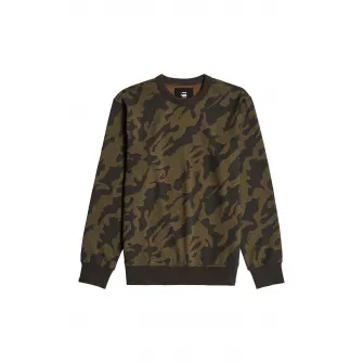 G-STAR, Bluza de trening cu imprimeu camuflaj, Verde, Negru, S