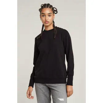 G-Star, Bluza de trening din amestec de bumbac organic, Negru, S